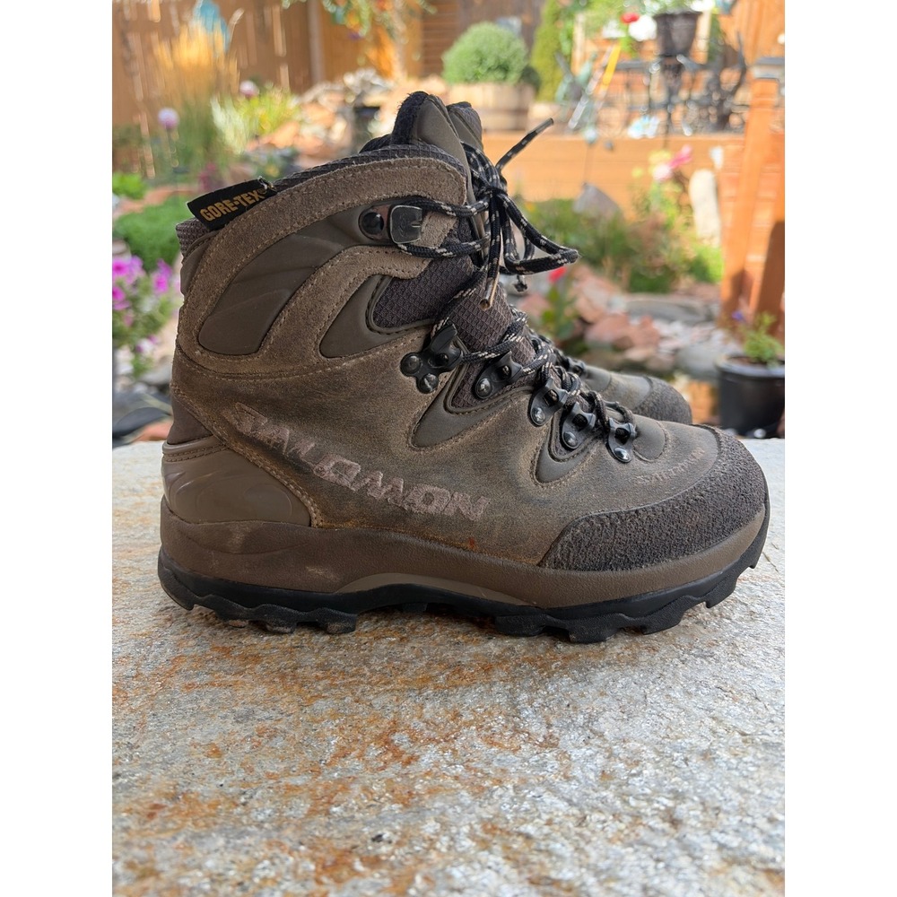 Salomon Womens Gore-Tex Hiking Boots Brown Suede Waterproof Contagrip Size 7